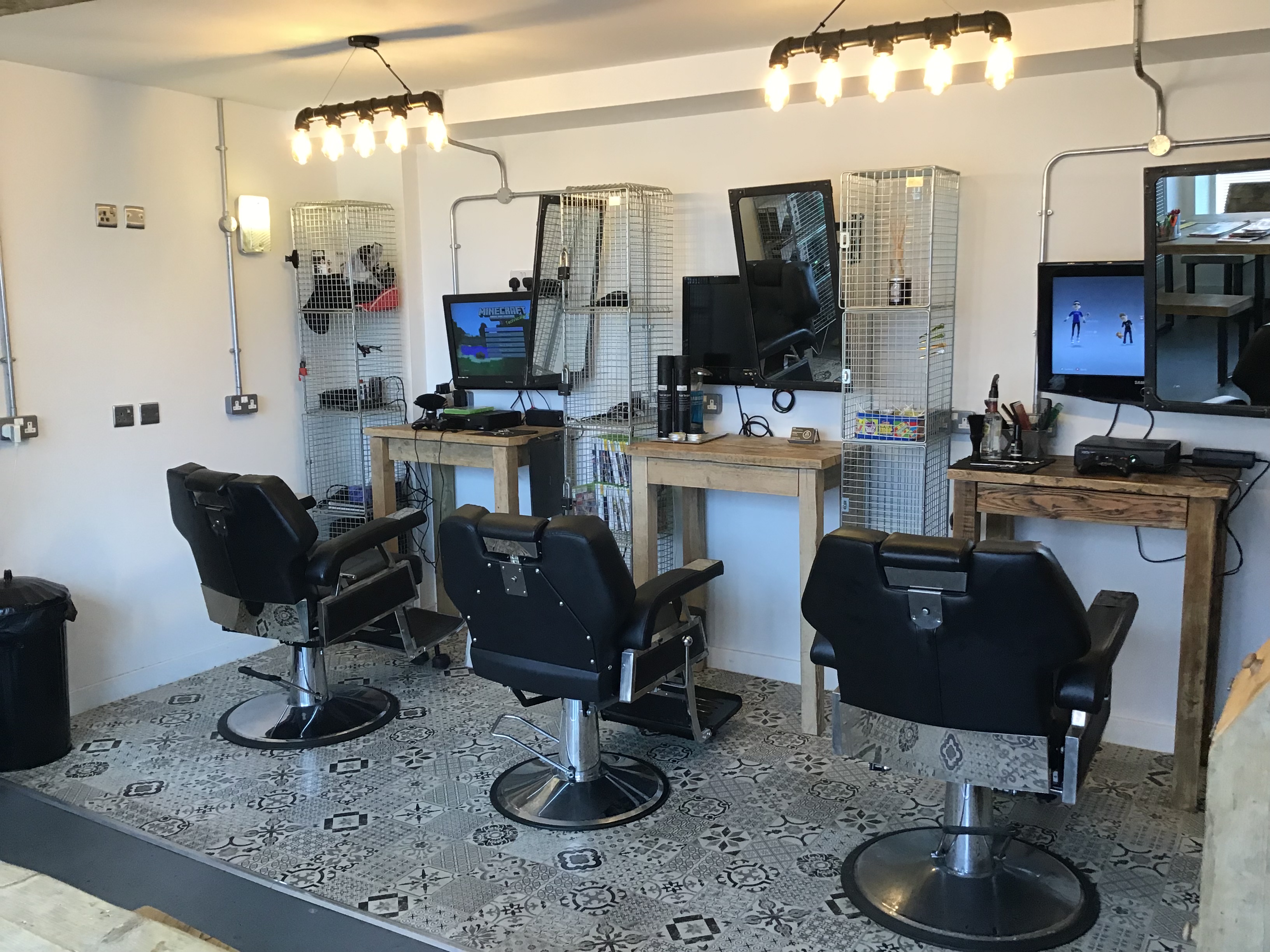 The barber chairs with xbox consoles to play